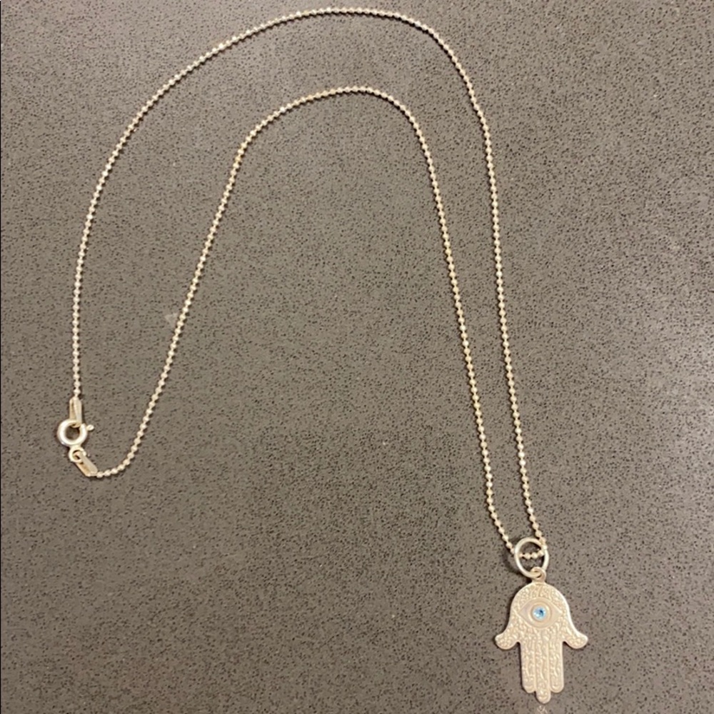 Sterling silver hamsa necklace